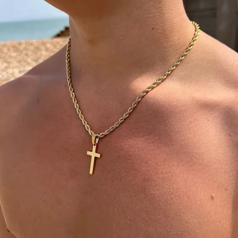 Chain & Cross Pendant for Women gold
