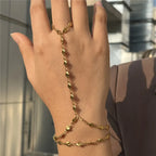 Hand and finger chain heart - gold women’s hand bracelet