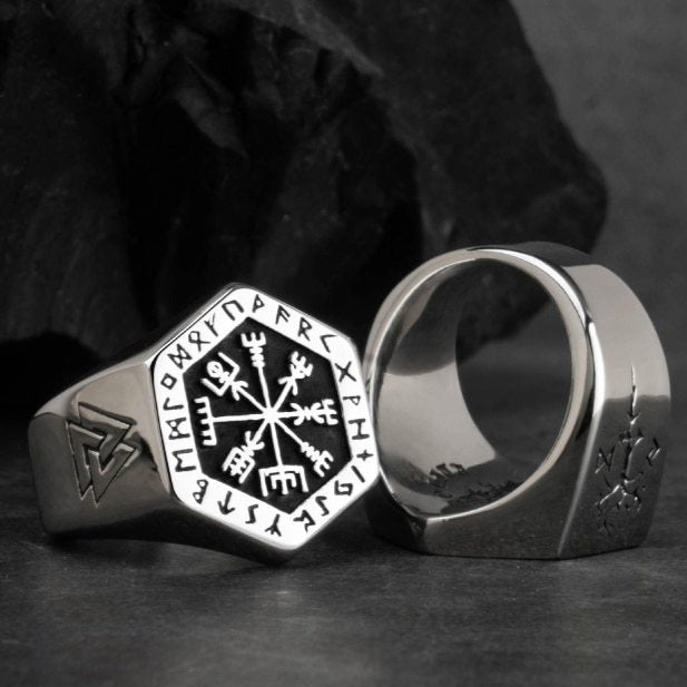 Viking Signet Ring for Men in Silver