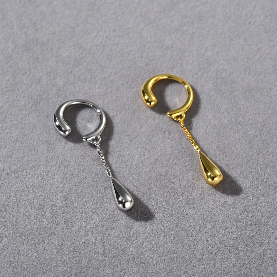Fine Teardrop Hoop Clip-On Earrings silver