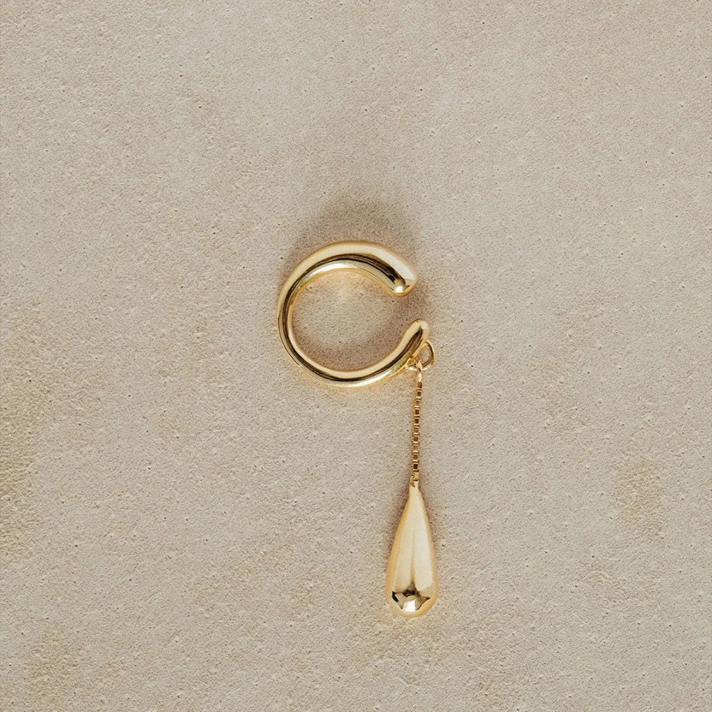 Fine Teardrop Hoop Clip-On Earrings gold