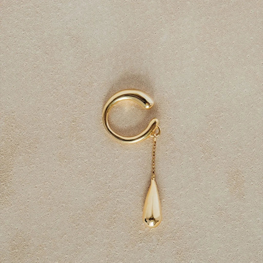 Fine Teardrop Hoop Clip-On Earrings gold