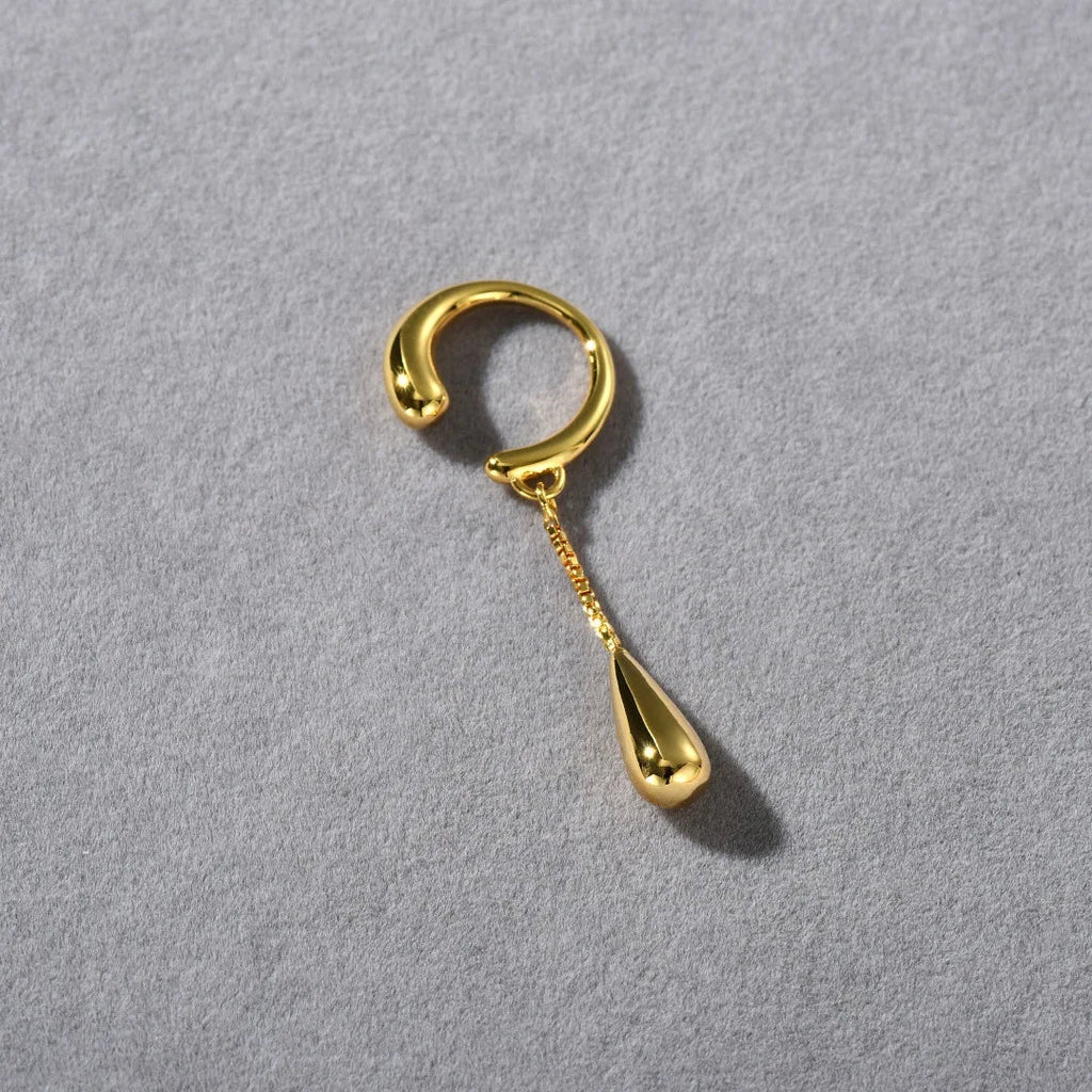 Fine Teardrop Hoop Clip-On Earrings gold