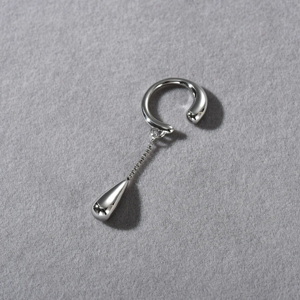 Fine Teardrop Hoop Clip-On Earrings silver