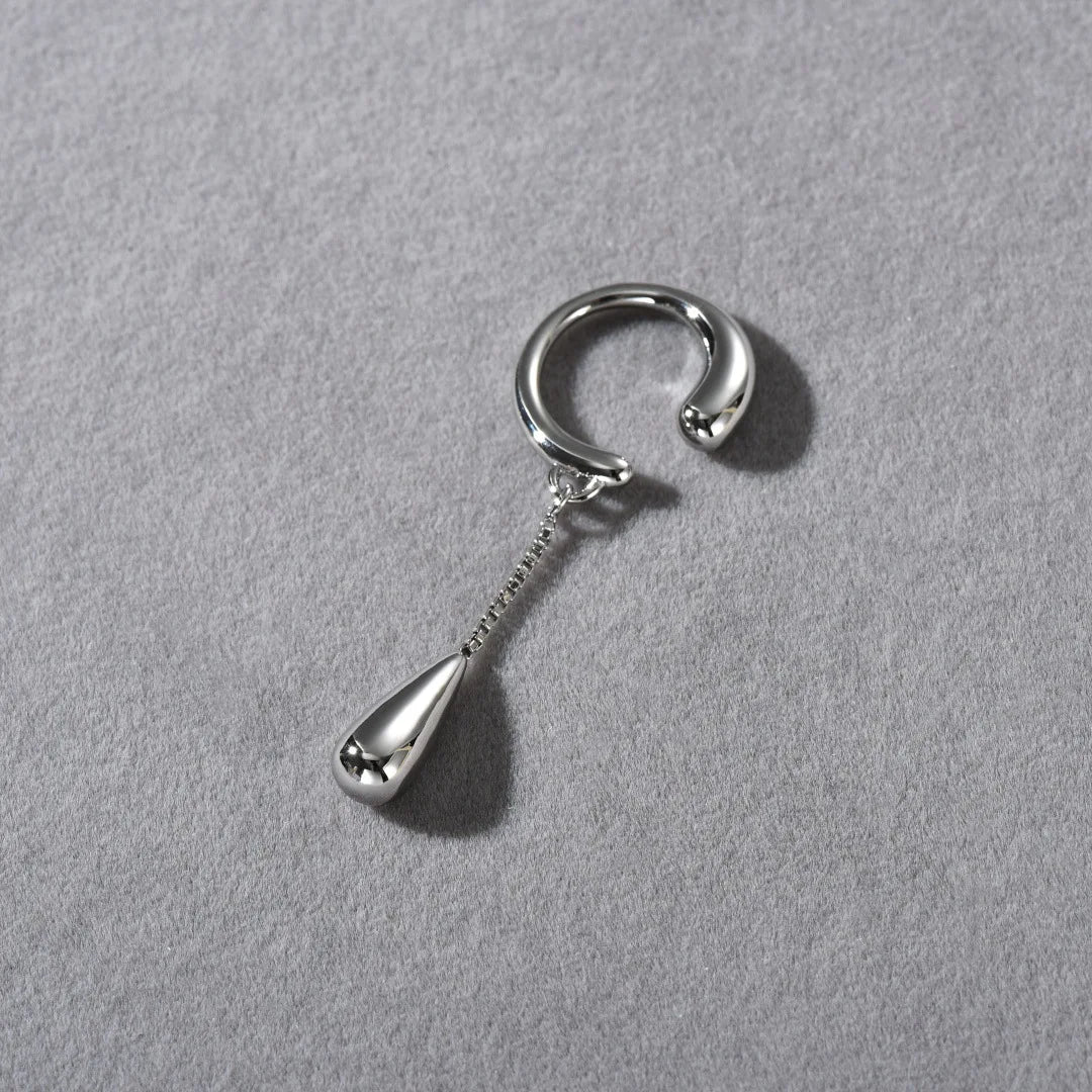 Fine Teardrop Hoop Clip-On Earrings silver