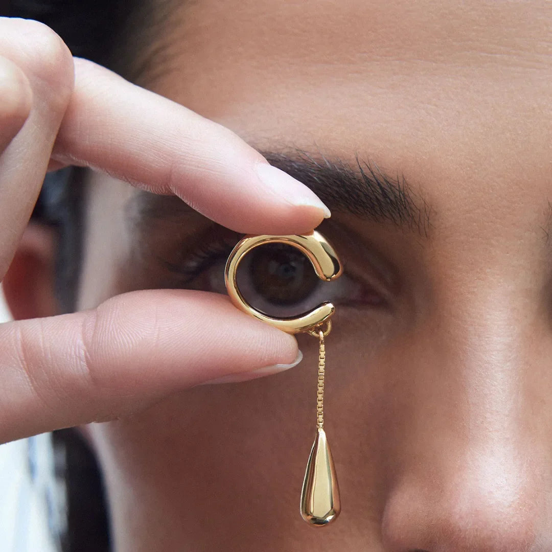 Fine Teardrop Hoop Clip-On Earrings gold