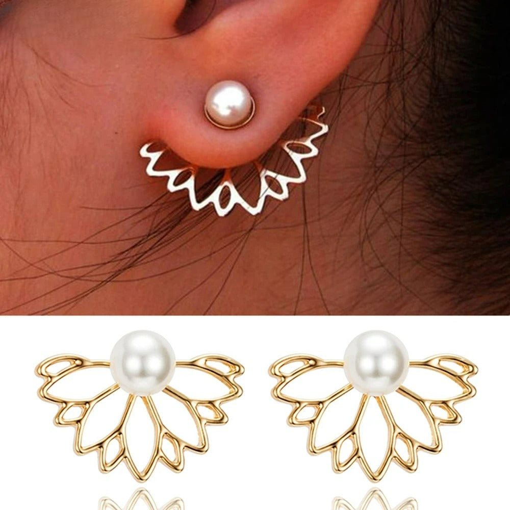 Women's Lotus Flower Stud Earrings Gold