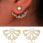 Women's Lotus Flower Stud Earrings Gold