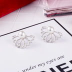 Women's Lotus Flower Stud Earrings Silver