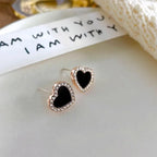 Black Heart Stud Earrings for Women