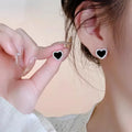 Black Heart Stud Earrings for Women