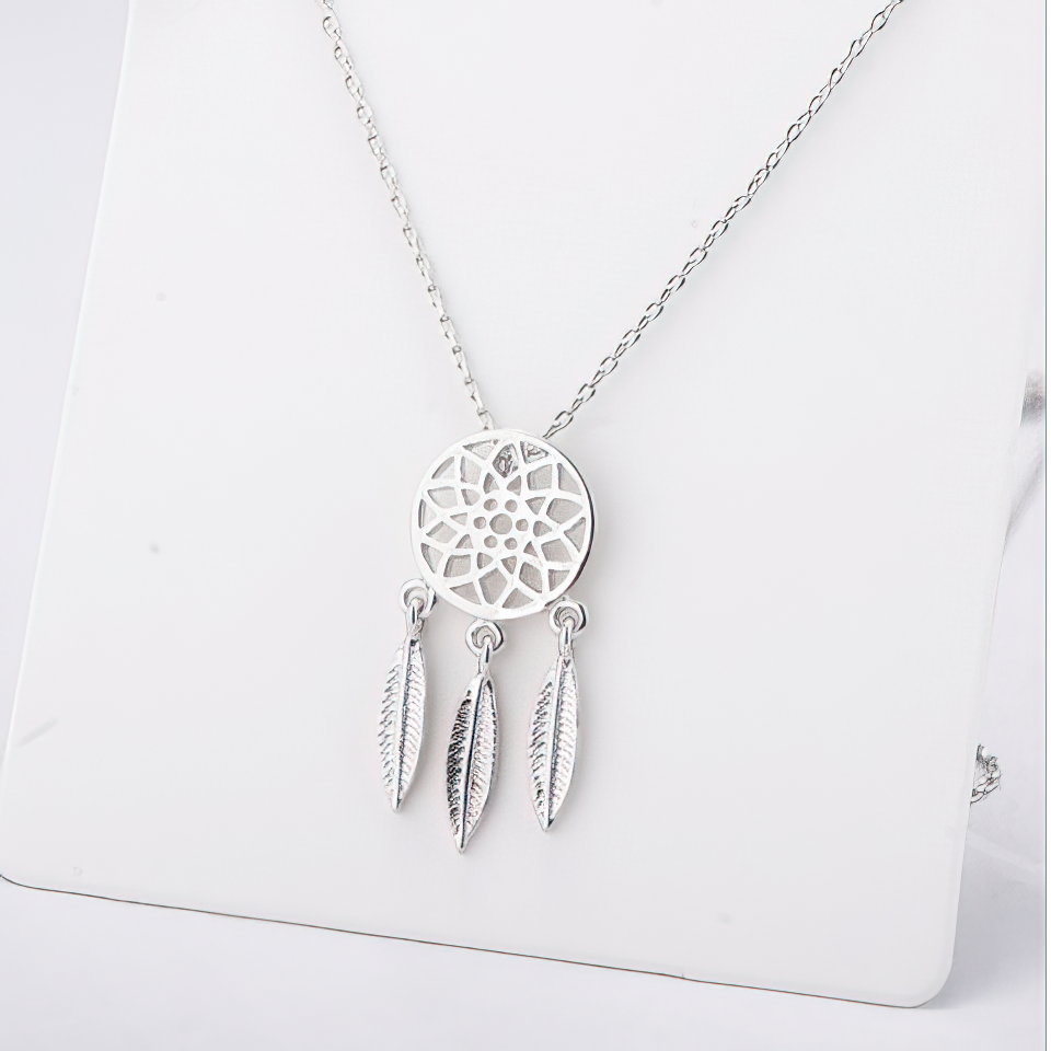 Dream Catcher Necklace Silver