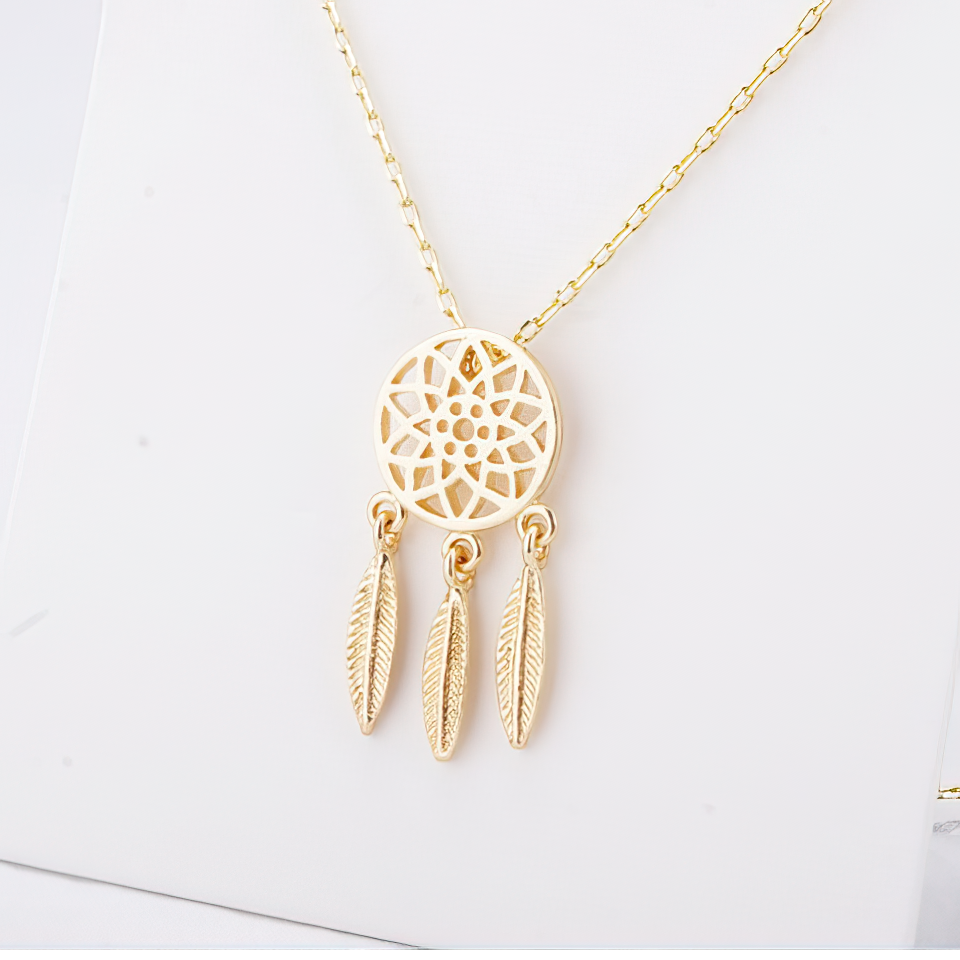 Dream Catcher Necklace Gold