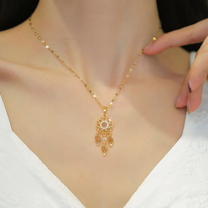 Dreamcatcher Necklace Gold Pendant