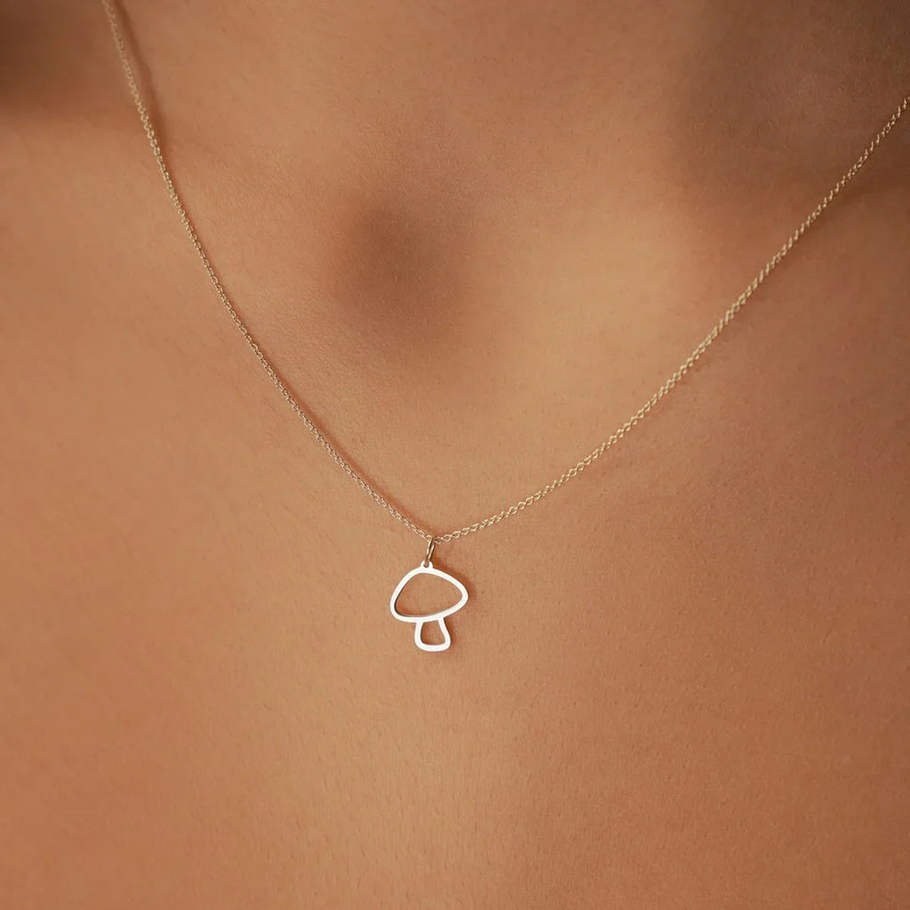 Necklace with Mushroom Pendant Finish Silver
