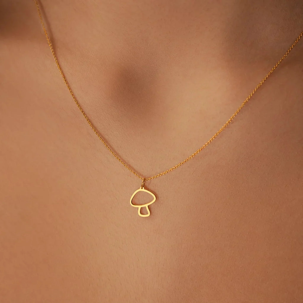 Necklace with Mushroom Pendant Finish Rose Gold