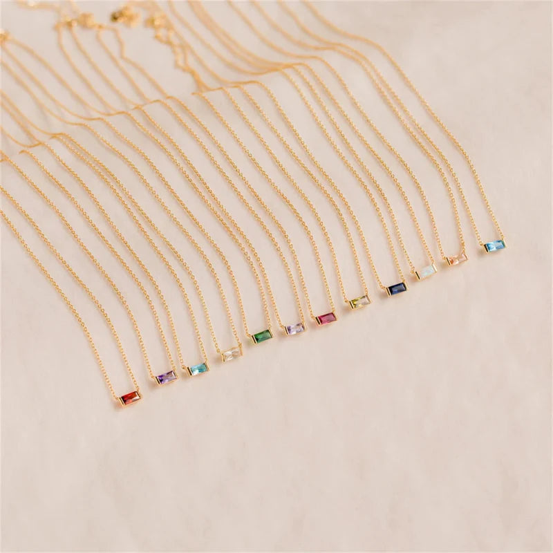 Necklace with Colored Birthstone Pendant End