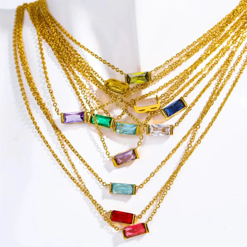 Necklace with Colored Birthstone Pendant End