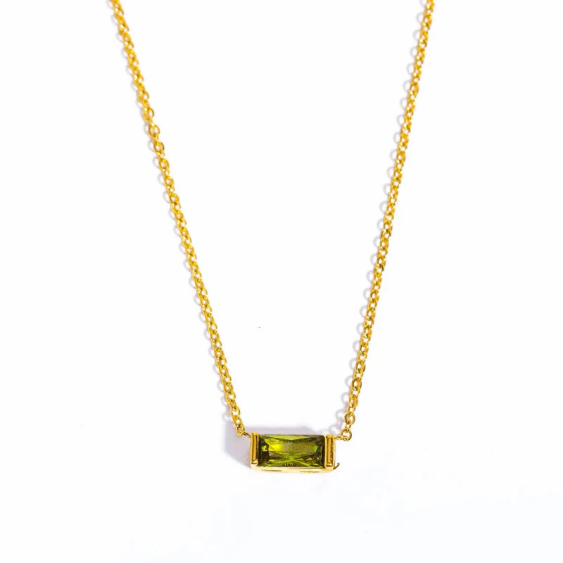 Necklace with Colored Birthstone Pendant End