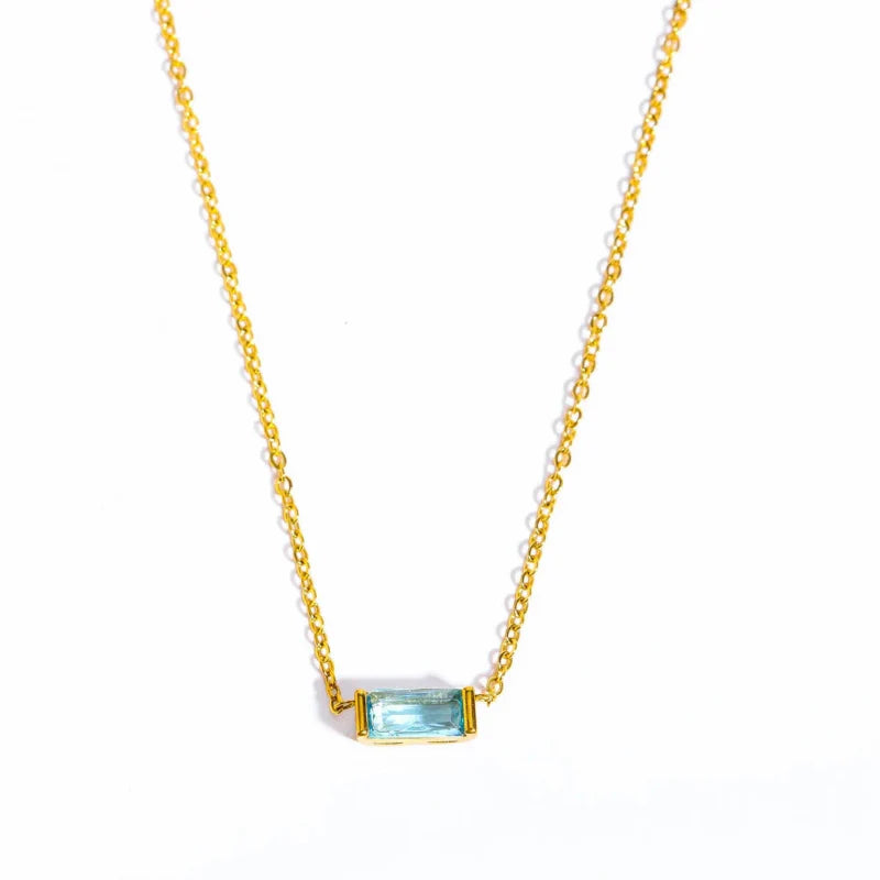 Necklace with Colored Birthstone Pendant End