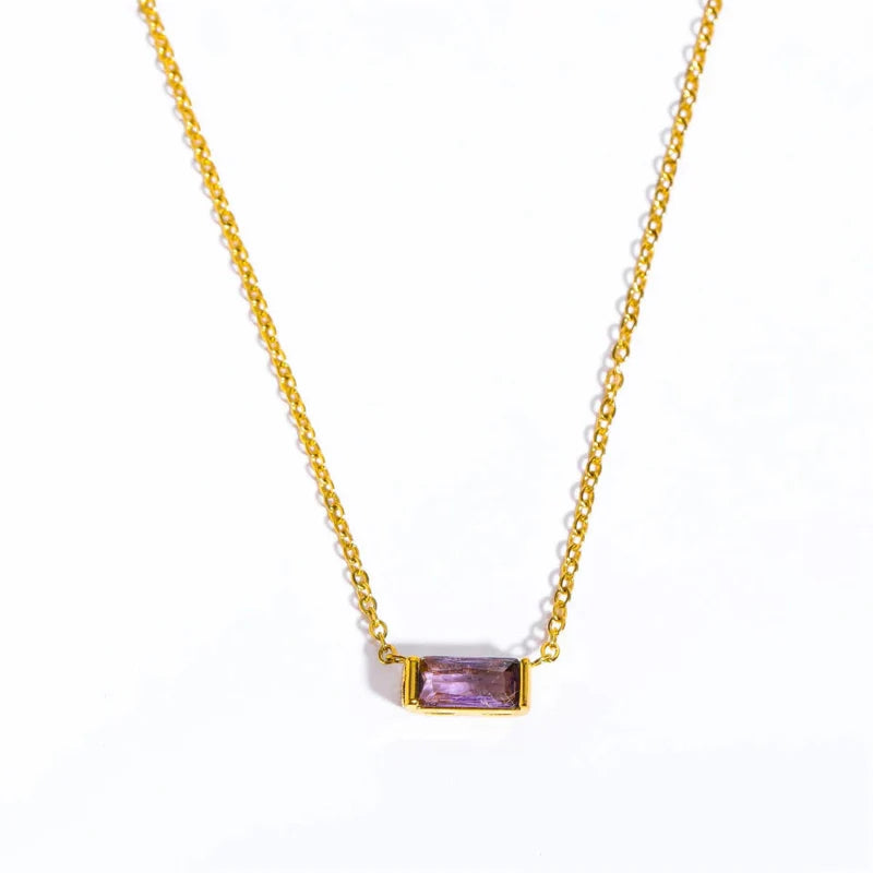 Necklace with Colored Birthstone Pendant End
