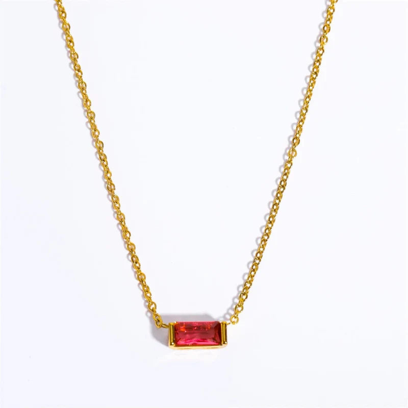Necklace with Colored Birthstone Pendant End