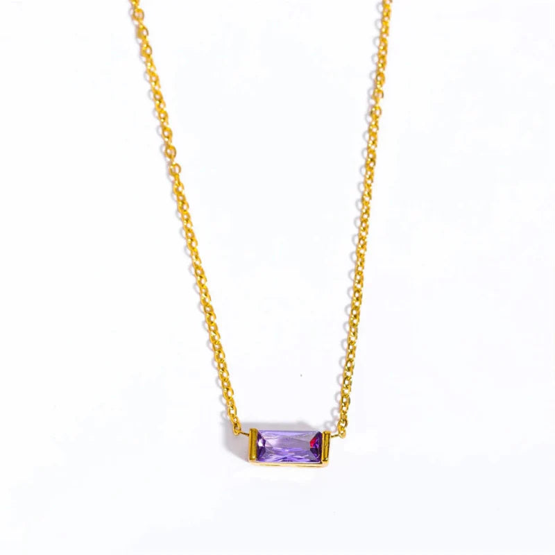 Necklace with Colored Birthstone Pendant End