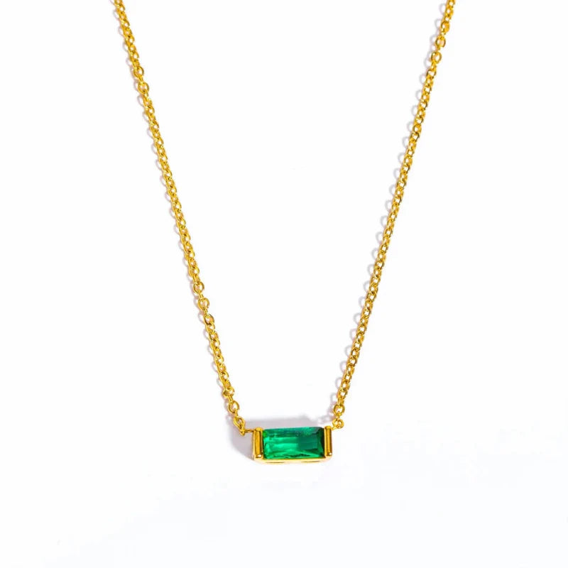 Necklace with Colored Birthstone Pendant End