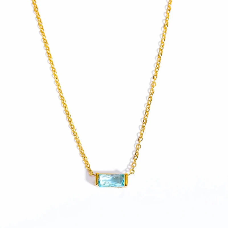 Necklace with Colored Birthstone Pendant End