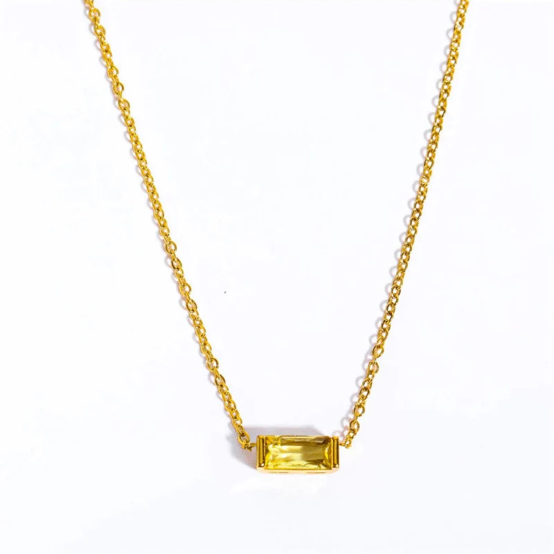 Necklace with Colored Birthstone Pendant End