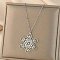 Necklace with Large Metatron's Cube Pendant silver