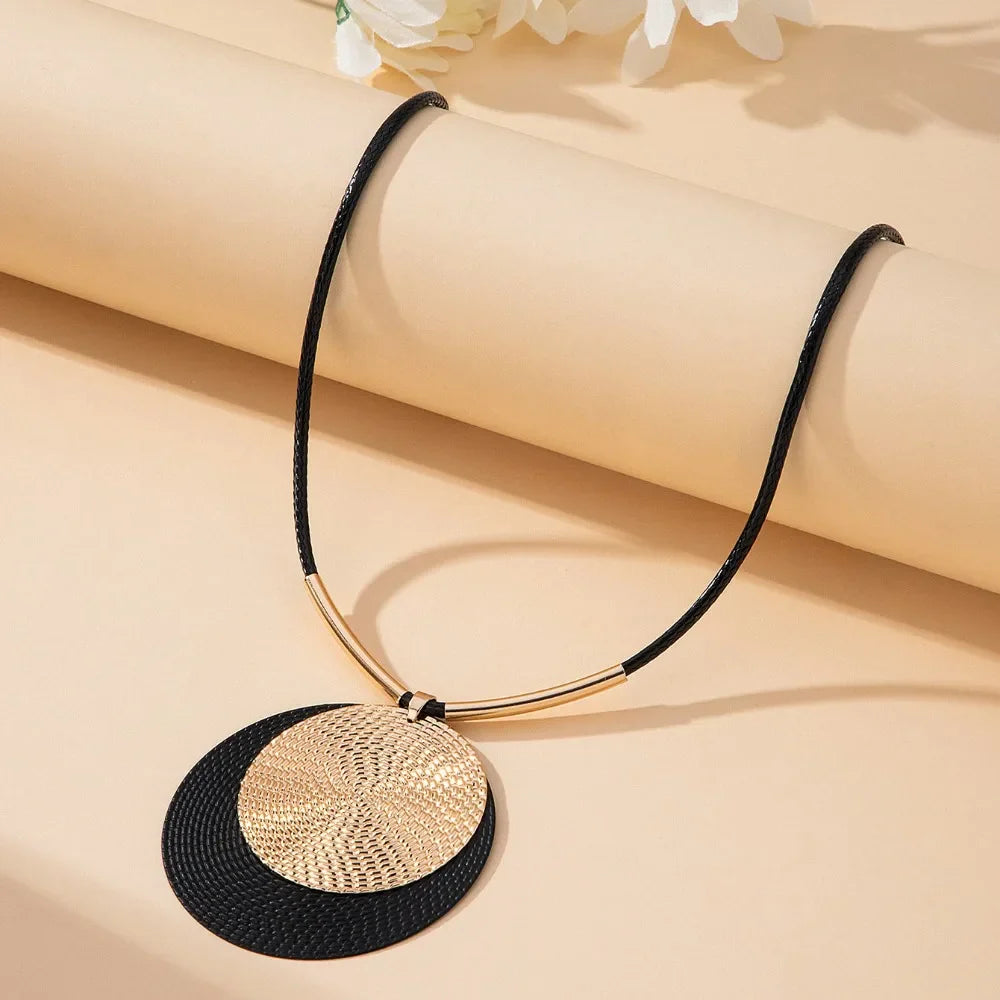 Boho Chic Necklace with Large Round Pendant