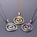 Necklace with large openwork spiral pendant in silver