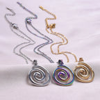 Necklace with large openwork spiral pendant