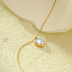 Necklace with Beautiful Heart Pendant Moonstone
