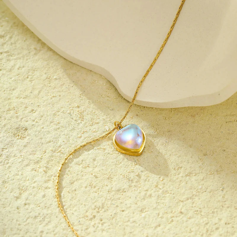Necklace with Beautiful Heart Pendant Moonstone
