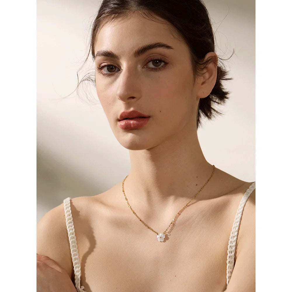 Necklace with Beautiful White Flower Pendant