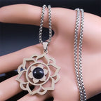 Necklace with Beautiful Lotus Flower Pendant 