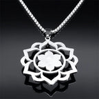 Necklace with Beautiful Lotus Flower Pendant 