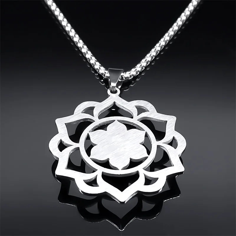 Necklace with Beautiful Lotus Flower Pendant 