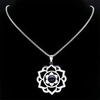 Necklace with Beautiful Lotus Flower Pendant 