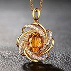 Necklace with Pretty Flower Pendant, Pearl and Zircon, gold