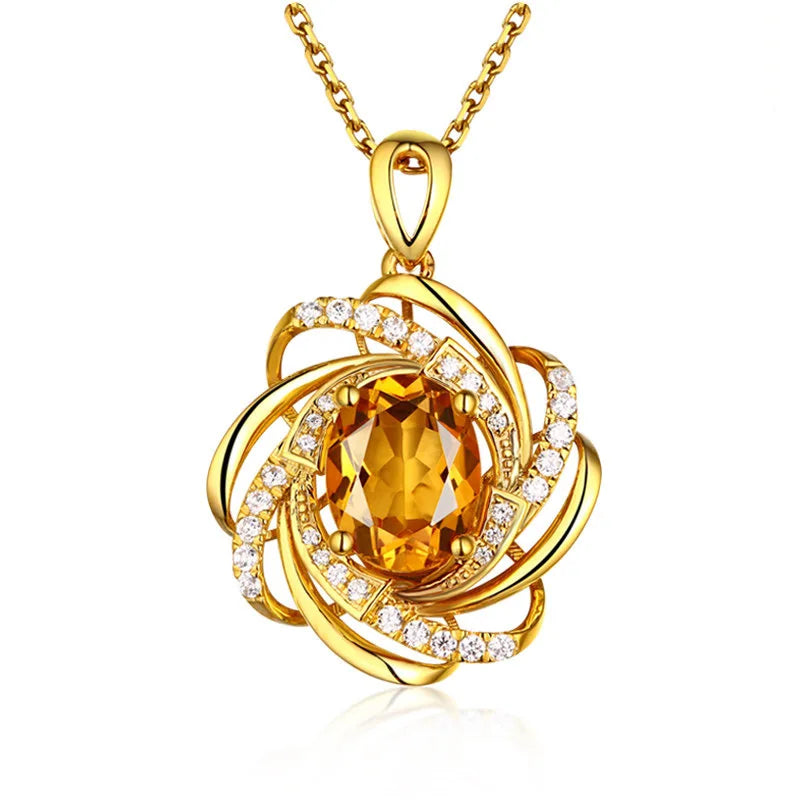 Necklace with Pretty Flower Pendant, Pearl and Zircon, gold