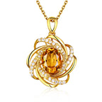 Necklace with Pretty Flower Pendant, Pearl and Zircon, gold
