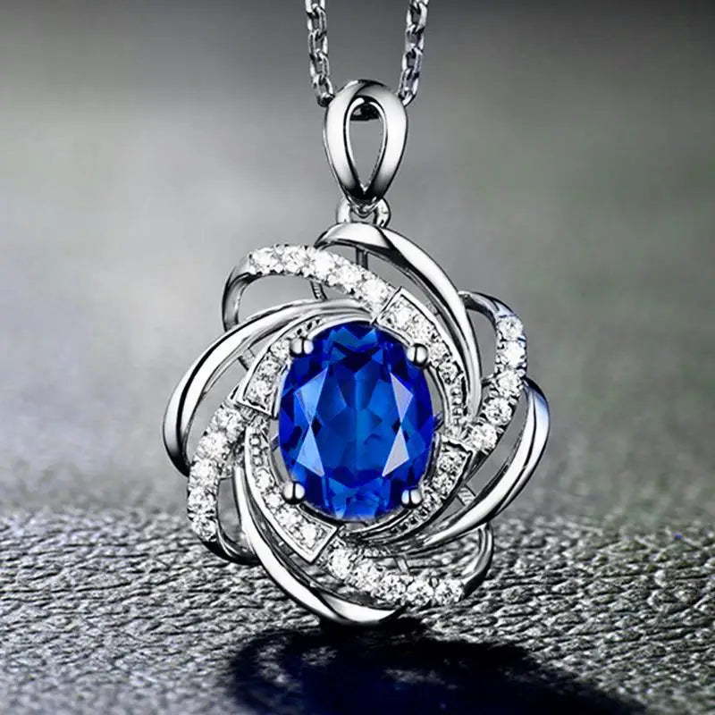 Necklace with Pretty Flower Pendant, Pearl and Zircon, silver