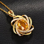 Necklace with Pretty Flower Pendant, Pearl and Zircon, gold