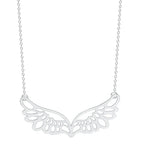 Necklace with large silver angel wings pendant