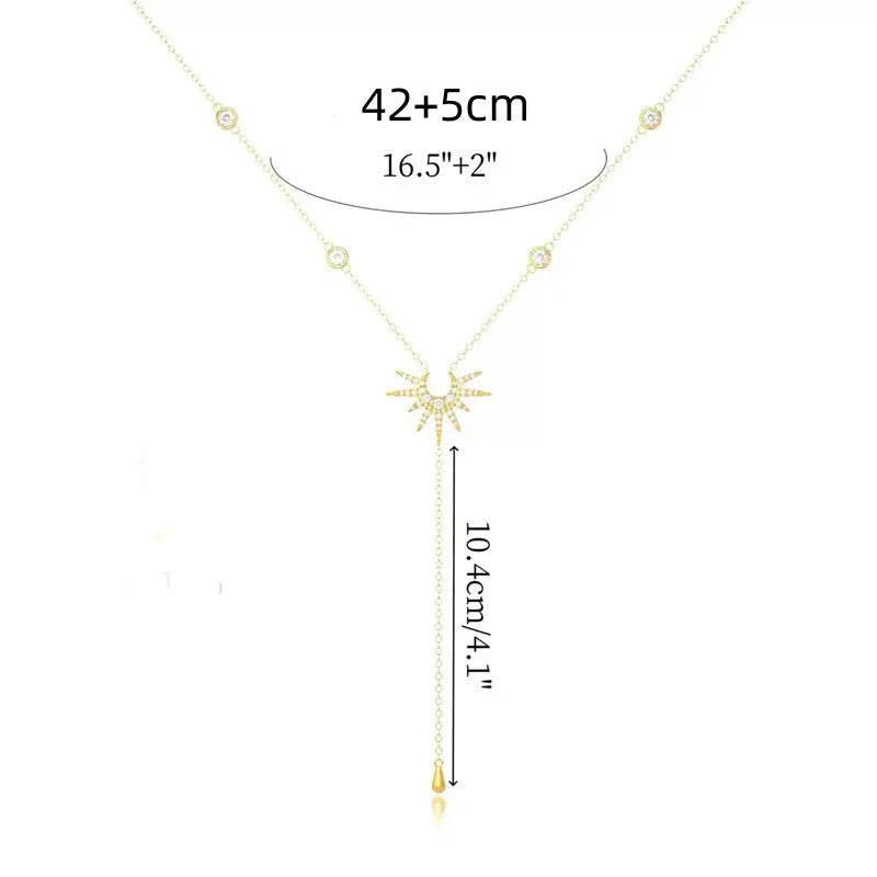 Necklace with Long Sun Pendant 
