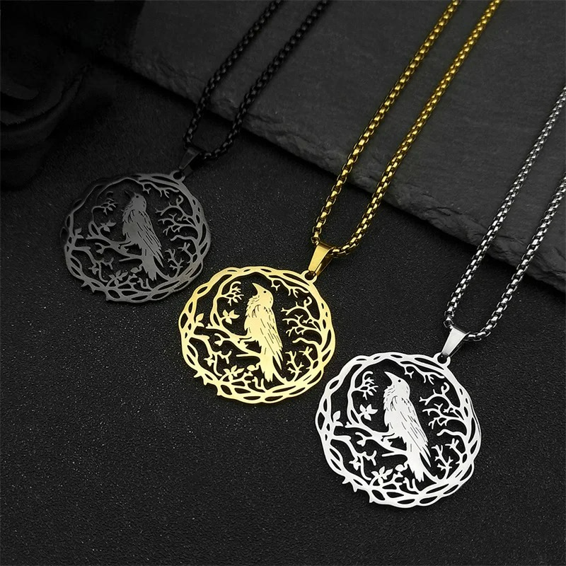 Necklace with Bird Tree Pendant gold