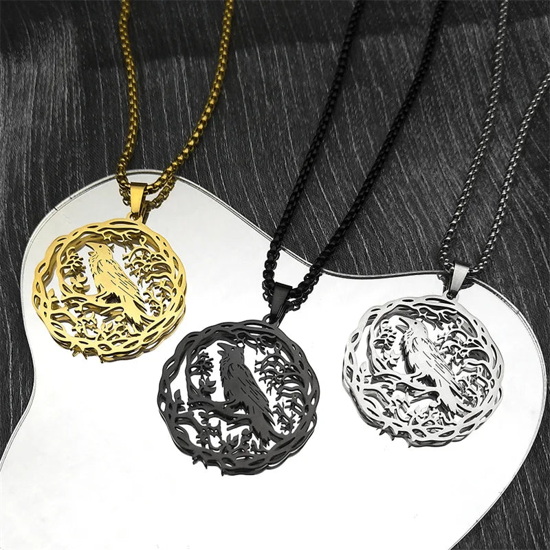 Necklace with Bird Tree Pendant silver